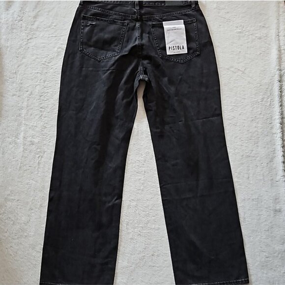 Pistola Super High Rise Straight Cassie Jean Size 32 New Faded Black Distressed - Picture 10 of 12